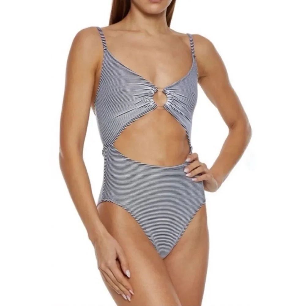 Solid & Striped The Esme Dizzy Rib Stripe One Piece Swimsuit Size S / NWT